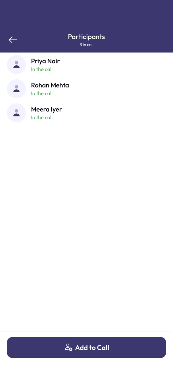 Participants screen listing everyone in the call