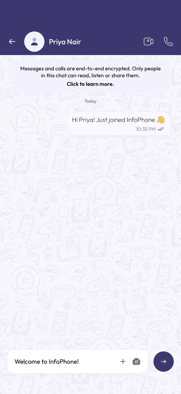 A conversation with a first message just sent