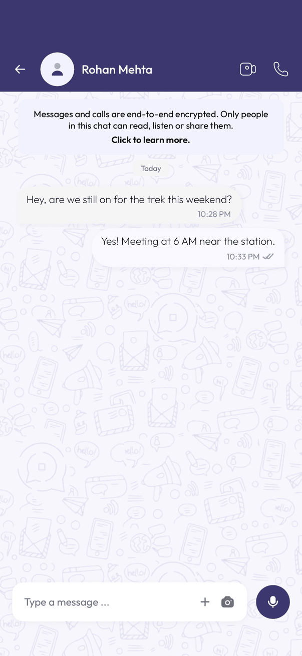 InfoPhone conversation showing the fixed chat background